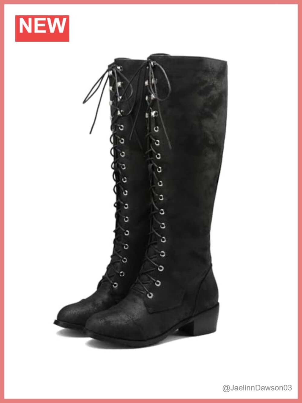 Over Knee Thigh High Faux Leather Chunky Heel Combat Boots Side Zip Lace Up